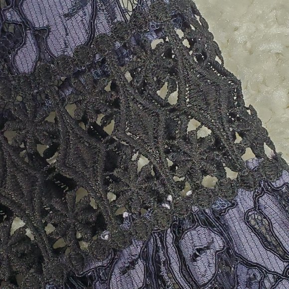 Eliza J Dress Womens 12 Sheath 3/4 Bell Sleeves Lace Lined Scallop Edge Purple - Picture 5 of 16